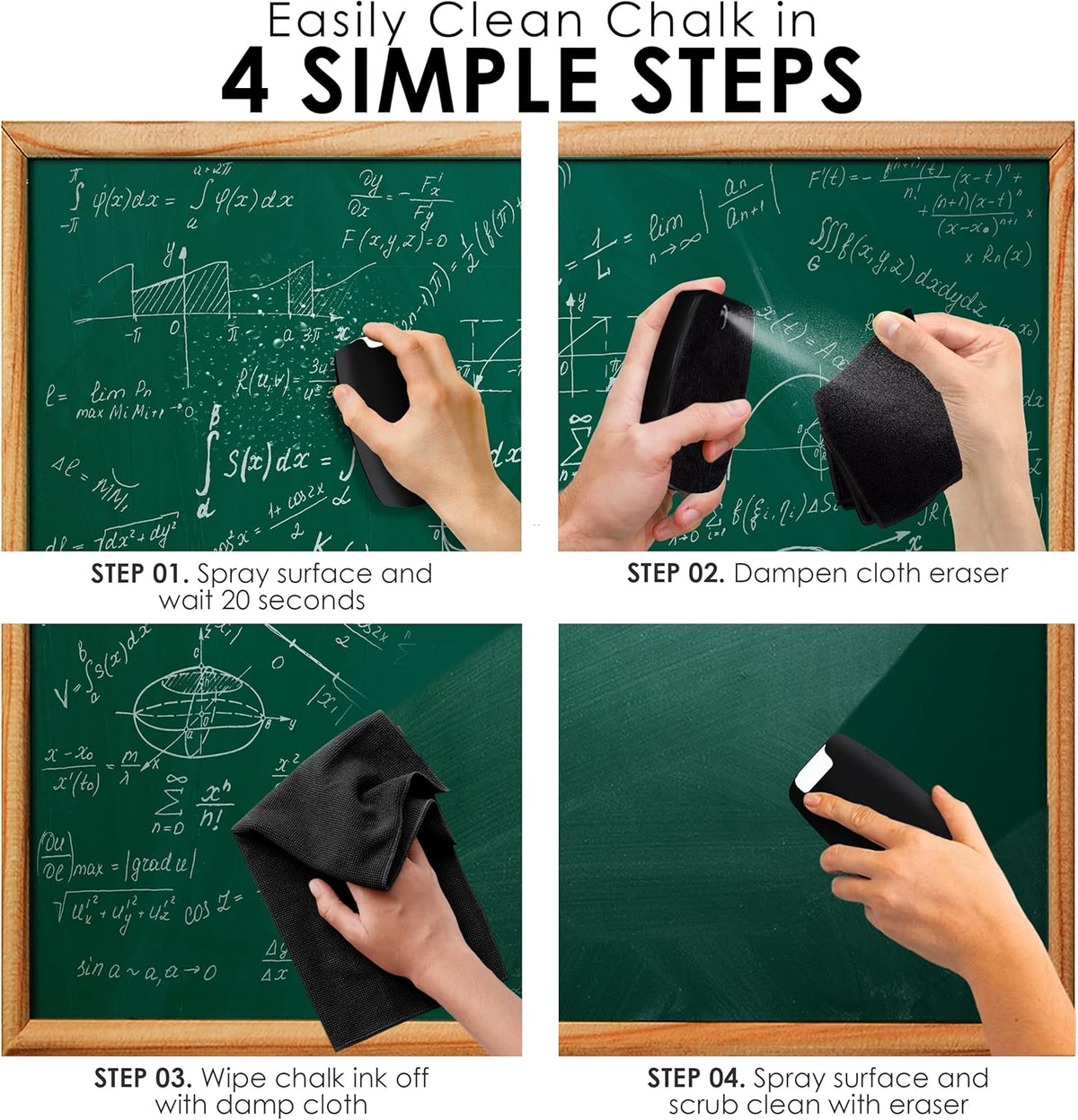 Loddie Doddie 2-in-1 Magnetic Whiteboard Eraser & Dry Erase Board Cleaner Spray - Black Ergonomic Design & Magnetic Microfiber Cloth - Non-Toxic Low-Odor Formula - Use with Dry Erase Markers