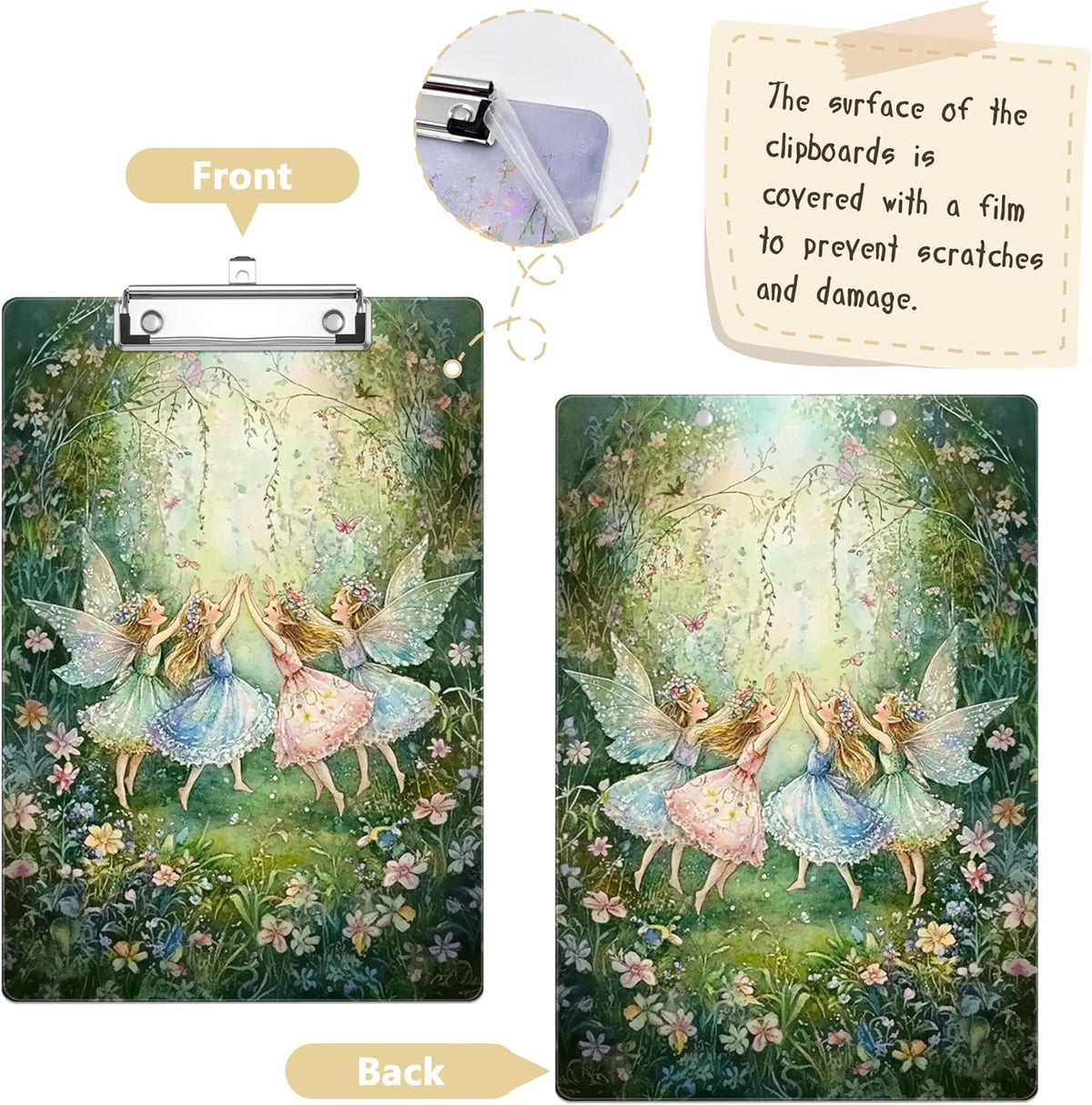 Garden Fairy Plastic Clipboards,Decorative Plastic Acrylic Clipboard for Teacher Social Worker Students Office Supplies 8 * 12