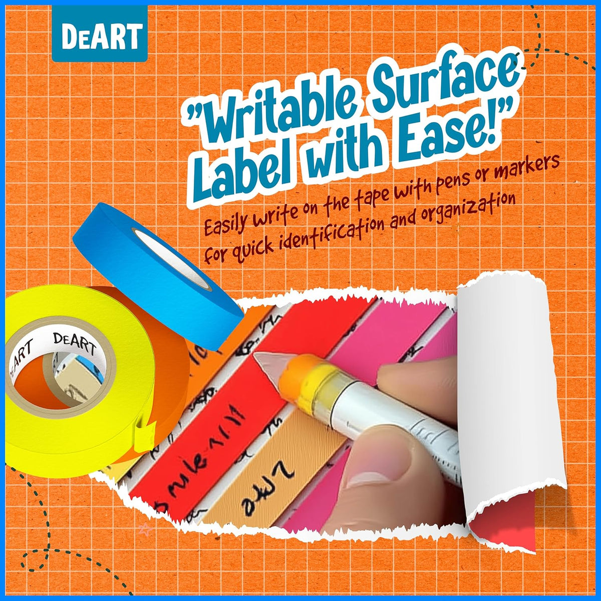 DEART 6Pcs Colored Masking Tape, Extra Long 1008 Feet or 360 Feet x 1 Inch Painters Tape, Color Painter Tape for Arts & Crafts Labeling or Coding, Kids Art Supplies (2.5cm X 18m (1In X 20Yards))