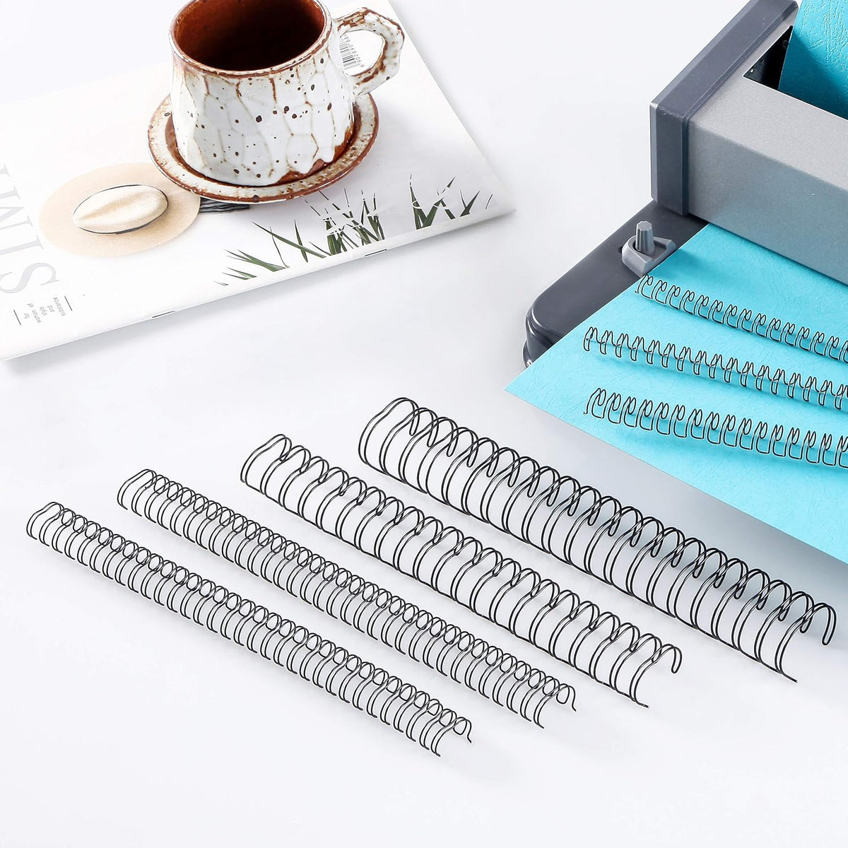 BNC Double Loop Wire Binding Rings Letter Size 3:1 Loops 32 Holes Black Color Pack of 100 (9/16 Inches)