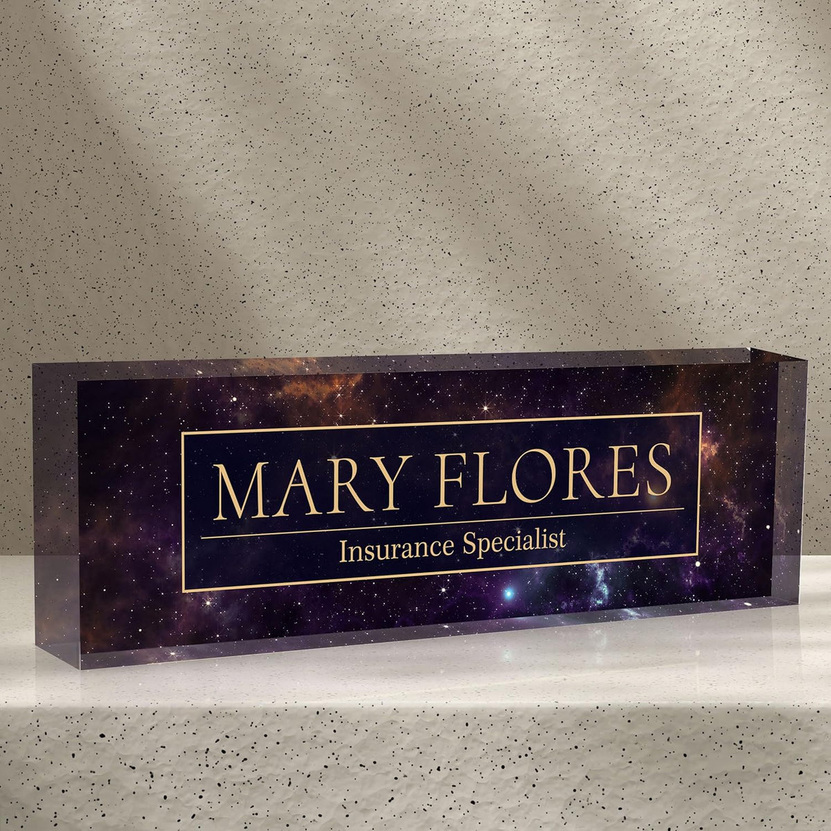Acrylic Name Plate Personalized, Teacher Name Plates for Desks Classroom, Gifts for Teacher Boss Employee Appreciation Office Desk Decor (Galaxy 3)