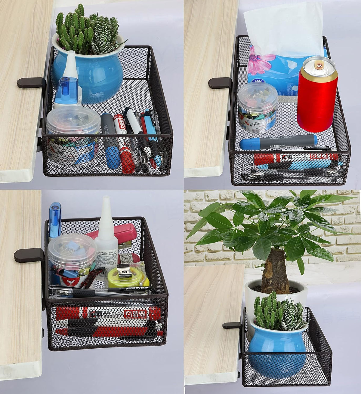 Clip-on Drawer organizers (2 pack), desk organizer, can be clipped around the table to store small items (Bronze Gold)