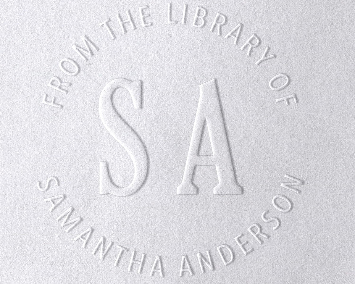 10+ Designs Custom Book Embosser with Your Name from The Library of, Book Belongs to, Floral Ex Libris, Great Book Lover Gift 1 x 5/8" (Initials)
