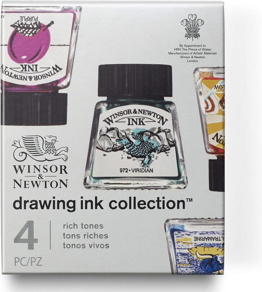 Winsor & Newton Collection Drawing Ink Set, Set of 4, Rich Tones