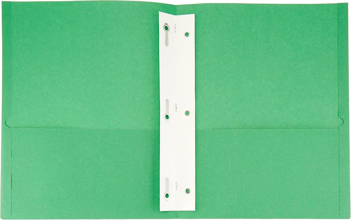 Amazon Basics Twin Pocket File Folders with Fasteners, 25-Pack, Letter, Assorted