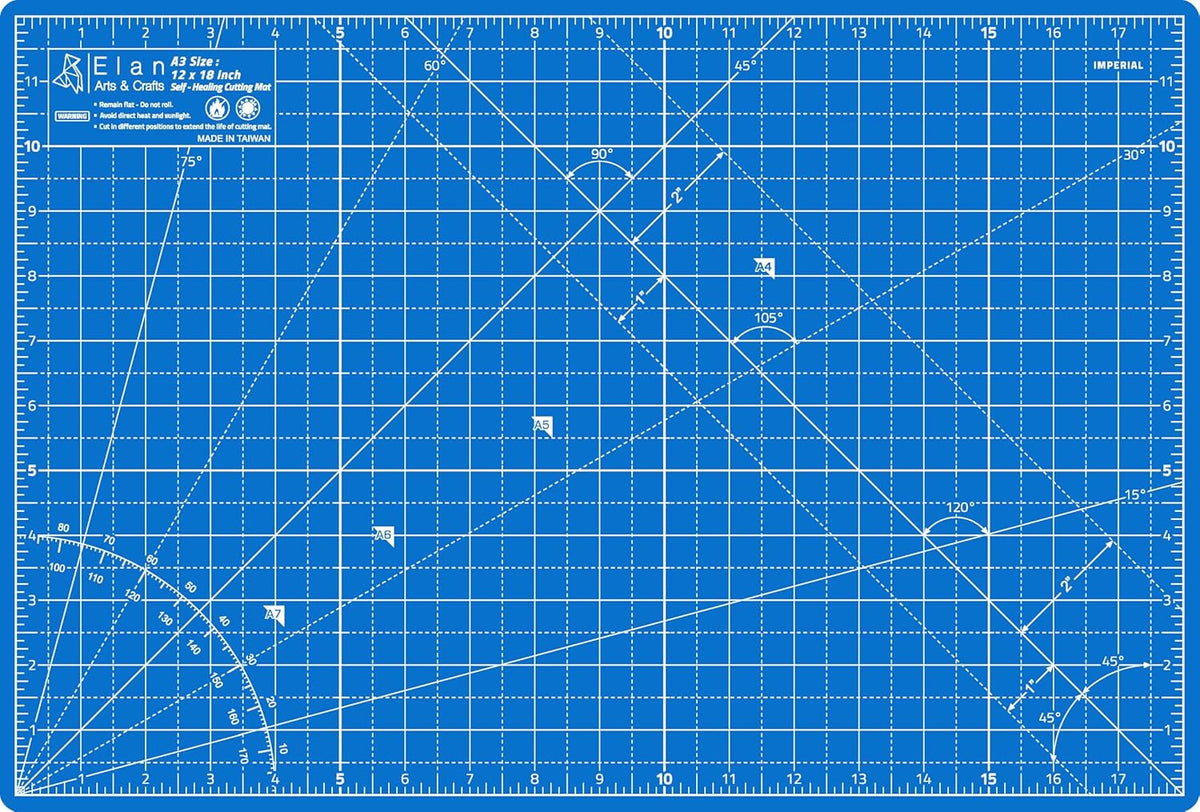 Elan Cutting Mat A3 Blue, Self Healing Cutting Mat 12x18 Inch, 5-Ply Craft Board Blue, Hobby Board for Crafts 12x18 Inch