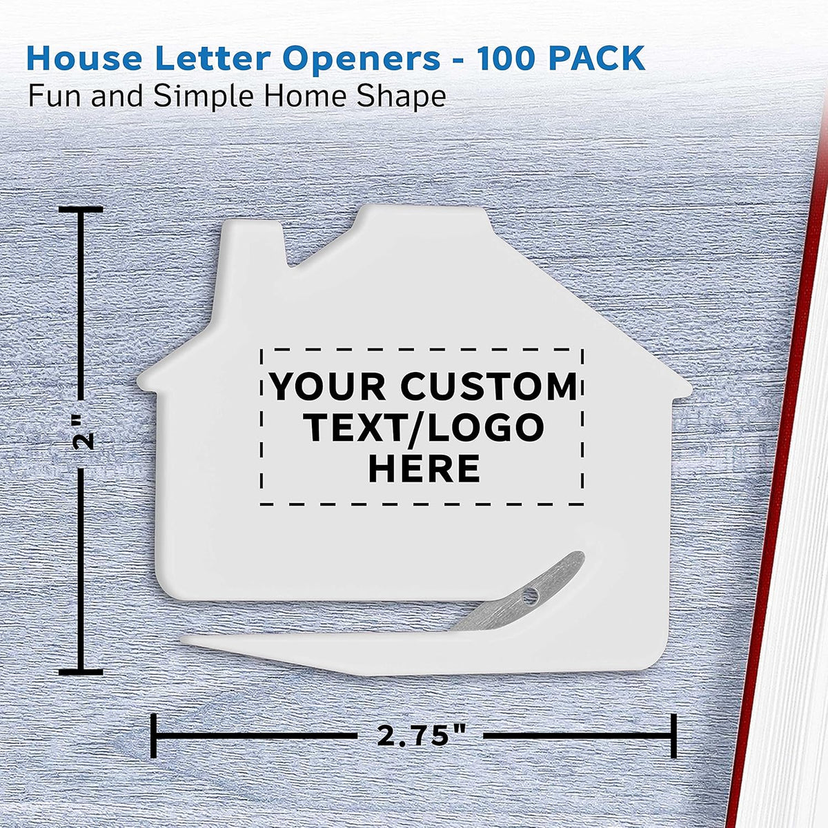 Custom House Letter Openers Set of 100, Personalized Bulk Pack - Perfect for Home or Office - White
