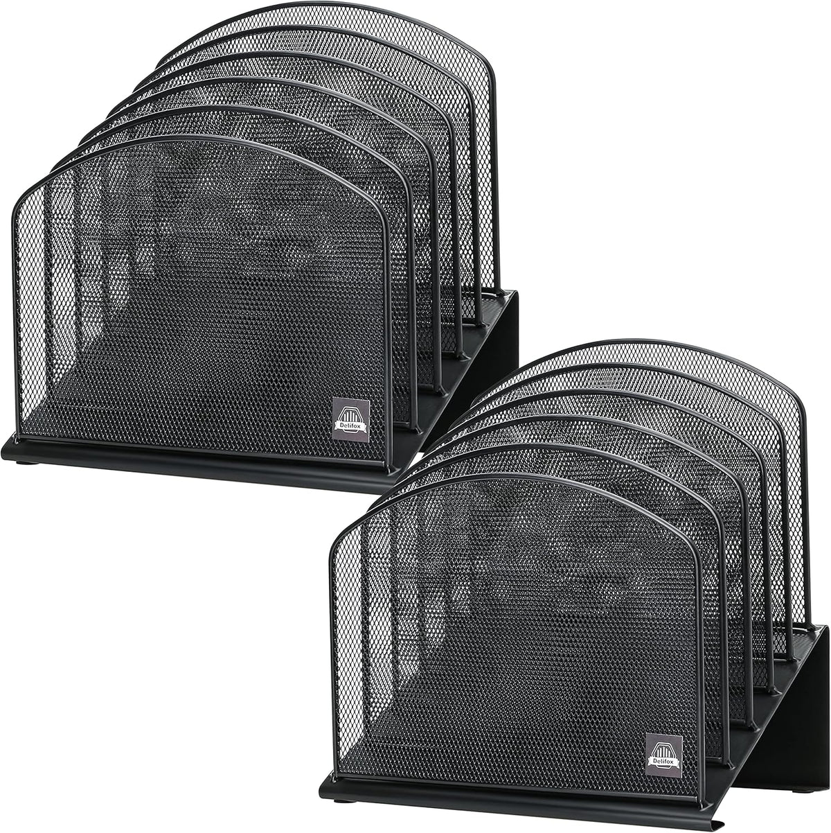 2 Pack Inclined Desk File Organizer, 5 Slot Desktop File Folder Holder Document Holder Sorter Organization and Accessories for Office School Classroom